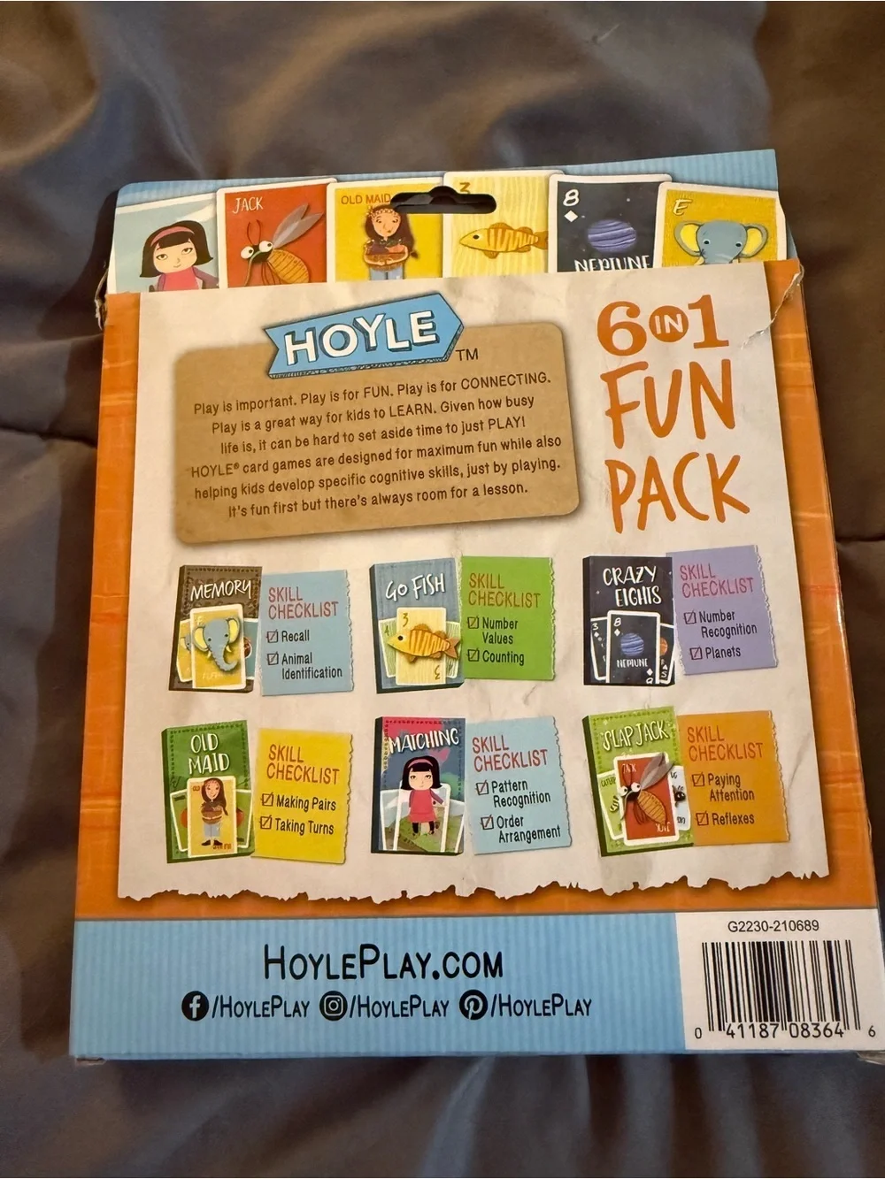 Hoyle 6-in-1 Fun Pack Card Games - Orange & Light Blue